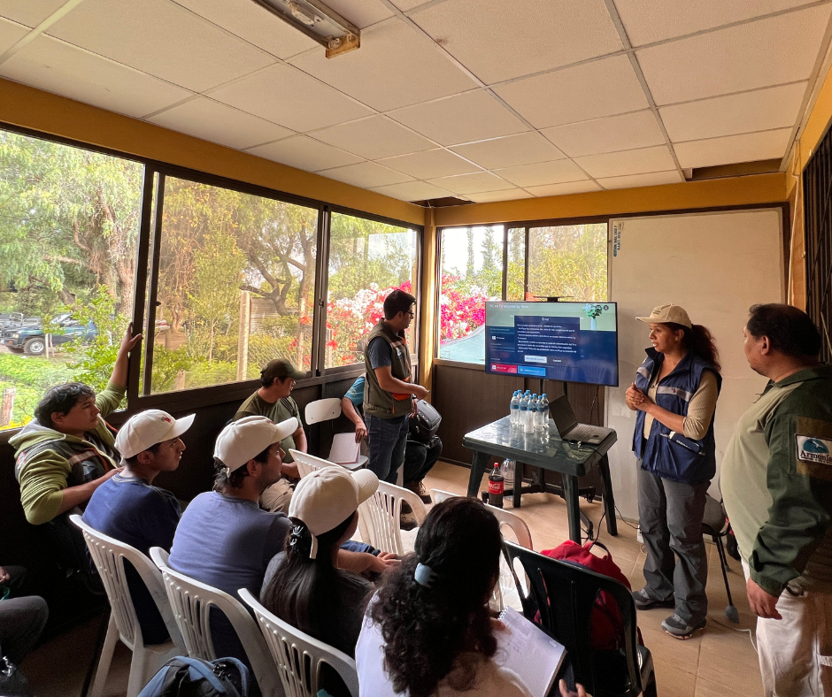 Local community members learning about managing tree nurseries in Bolivia.