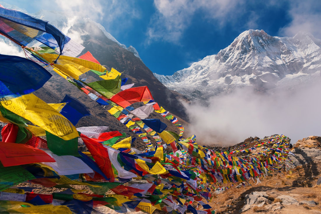 Nepal Mountain and prayer flags